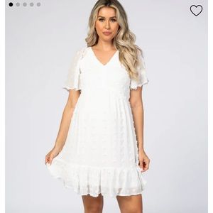 White Swiss Dot Smocked Maternity Dress :: NWOT